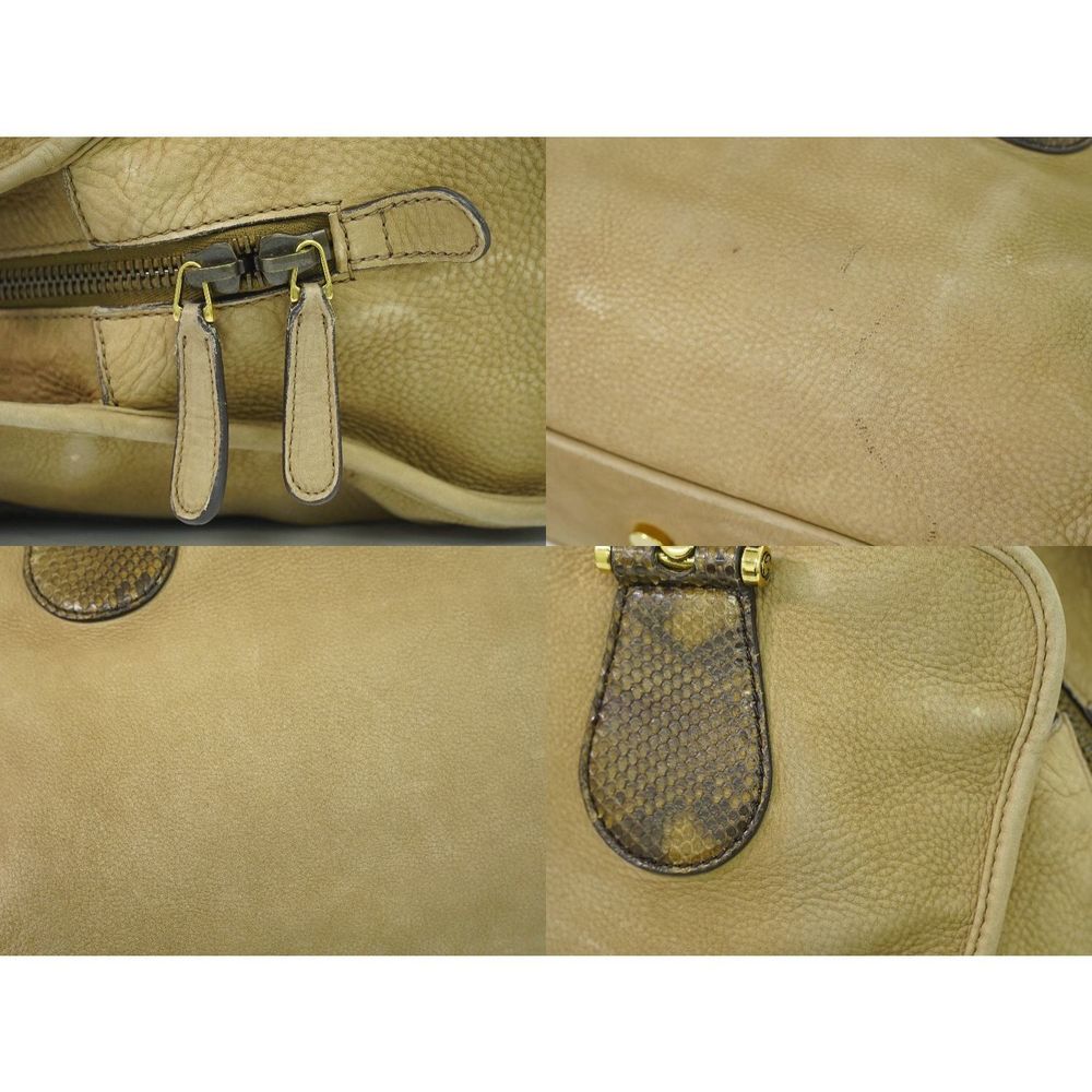 Gucci Leather Python Tan Handbag - image 4